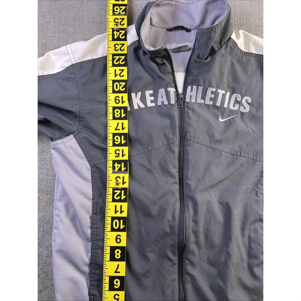 Vintage Nike Track Jacket Women's L 14-16 Full Zip Spellout 90s Gray Gym‎ Train